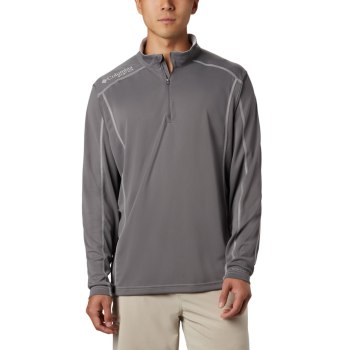 Columbia PFG Low Drag 1/4 Zip Top, Sudaderas Grises Para Hombre | 563018-IYV